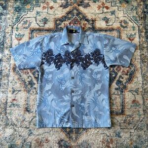 Vintage Y2K Dragons Wrap Around Print Button-up Shirt Small